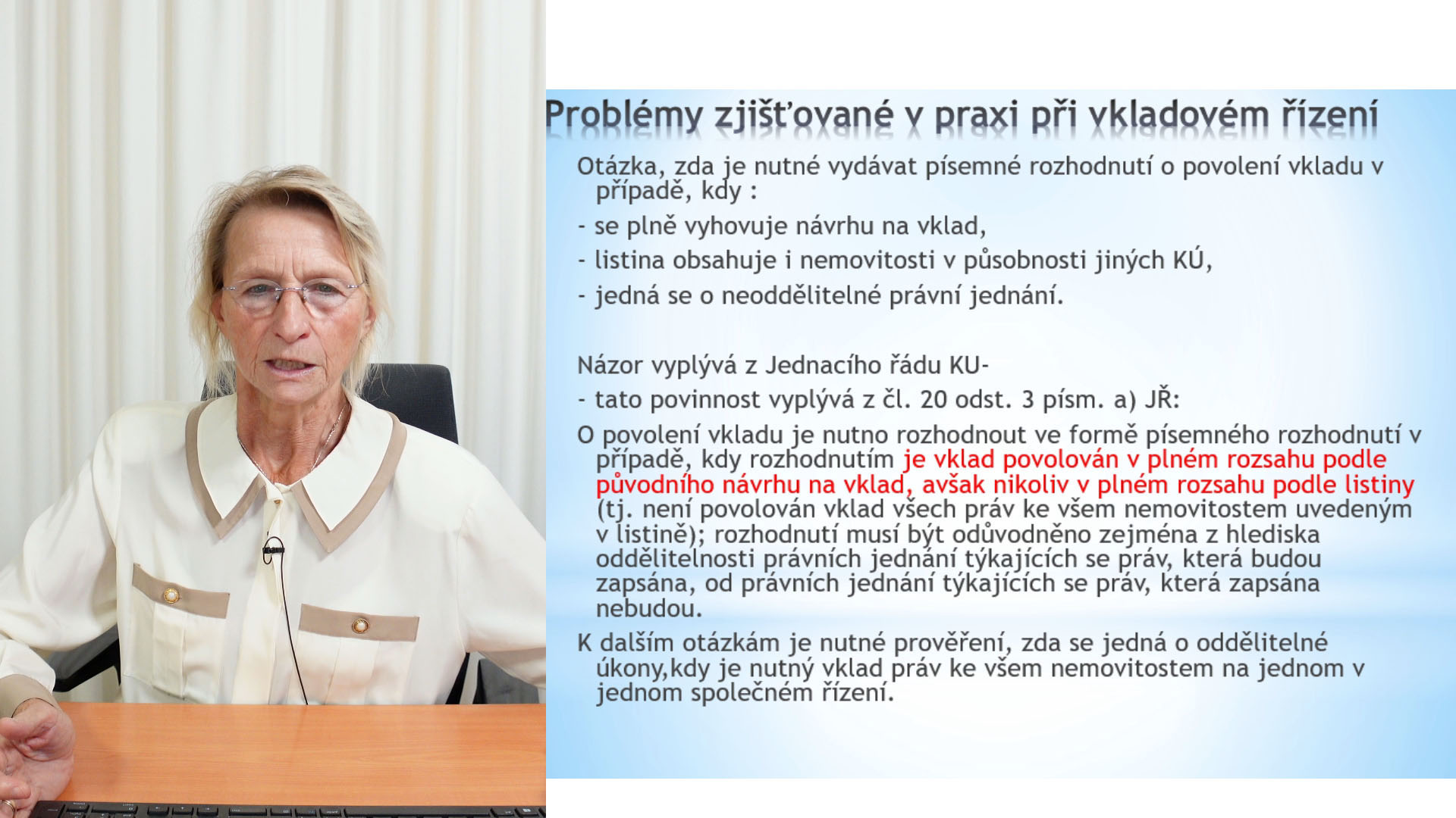 Katastr nemovitostí - postupy při správě katastru | Ing. Naděžda Vitulová
